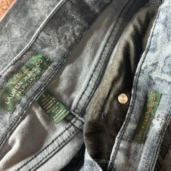 Lauren Ralph Lauren Blue Aztec Print straight fit Denim Jeans statement - Picture 3 of 5